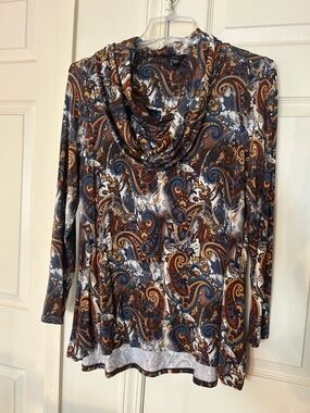 intro. Paisley Print Top in Brown, Blue & Gold